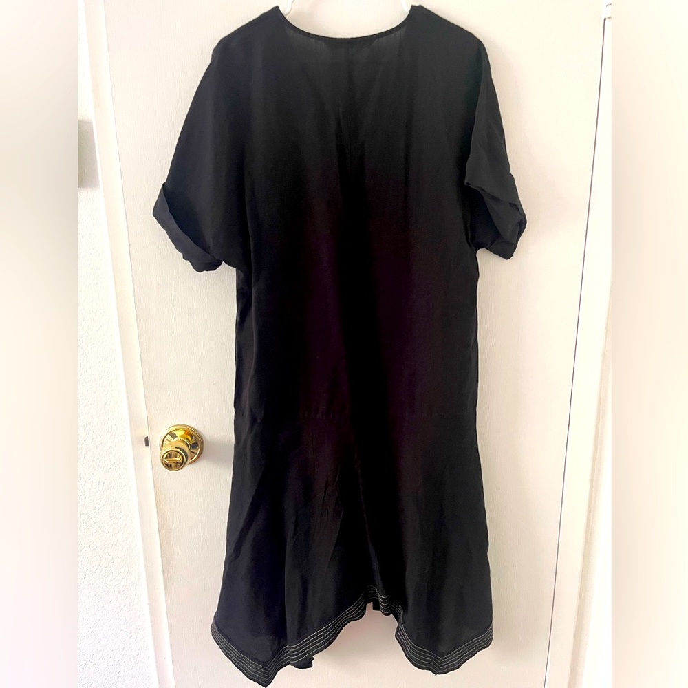 Like New Zara Boho Flowy Black Handkerchief Hem Dress Pockets Small